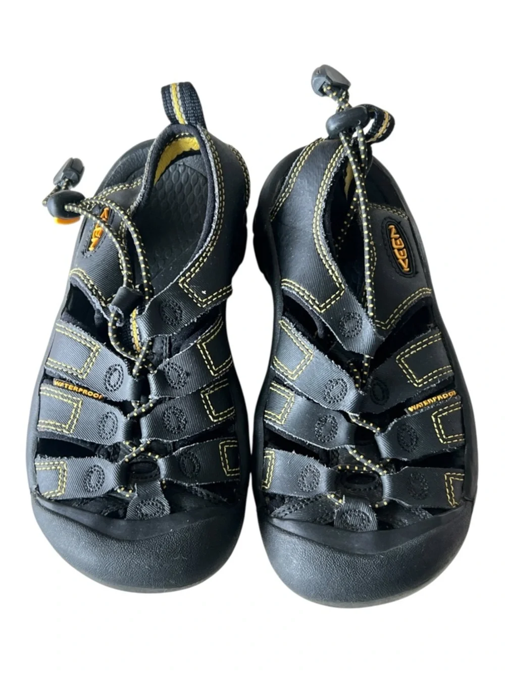Keen Kids Black with Yellow Trim Waterproof Sandals Size 12